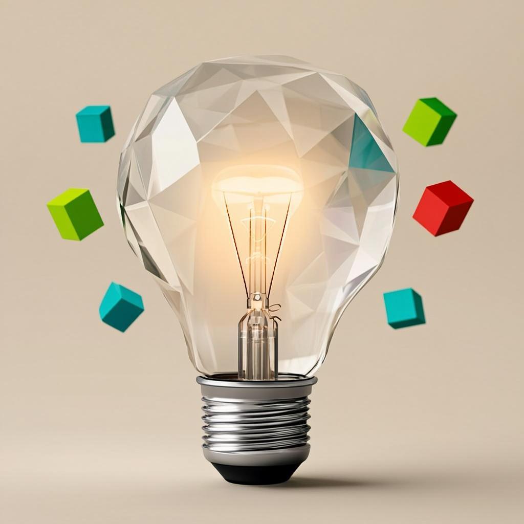 Abstract illustration of a glowing lightbulb — the InfoTrics motto, Innovation Parallels Vision